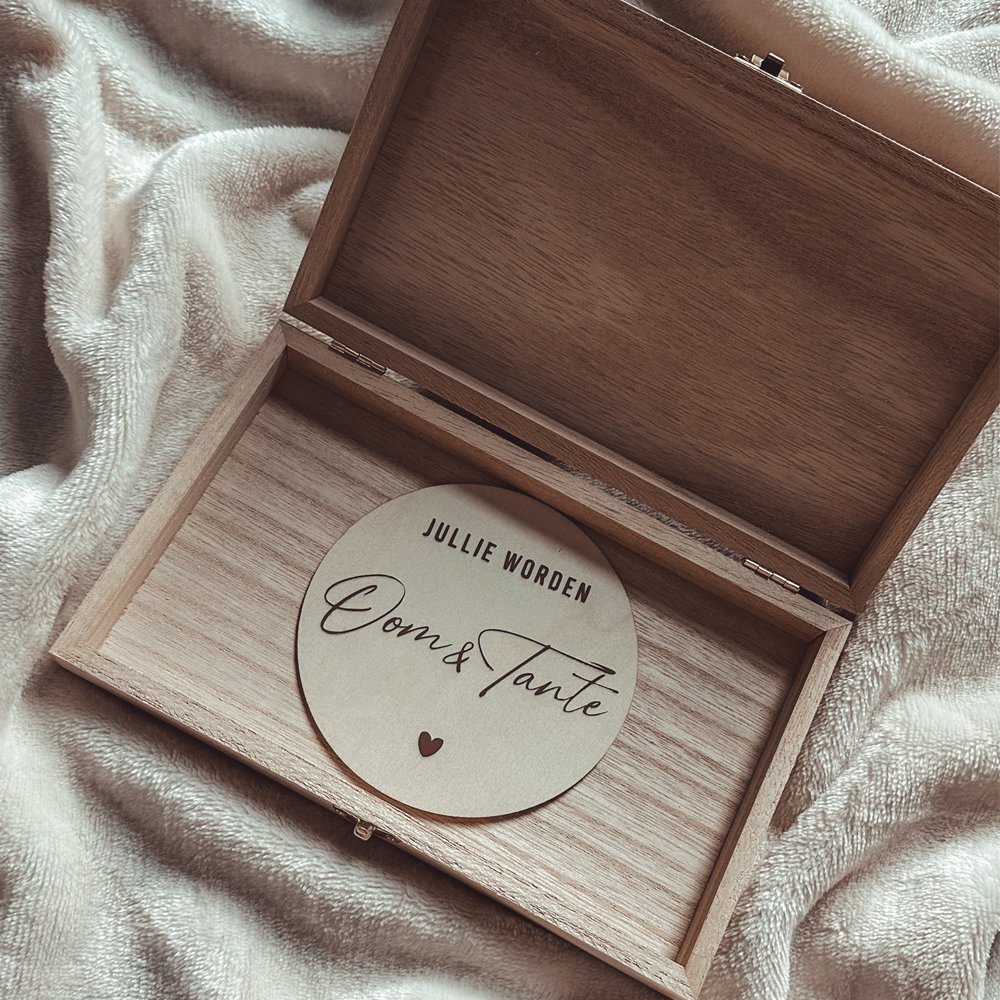 Houten Aankondigingsdoosje - Familie