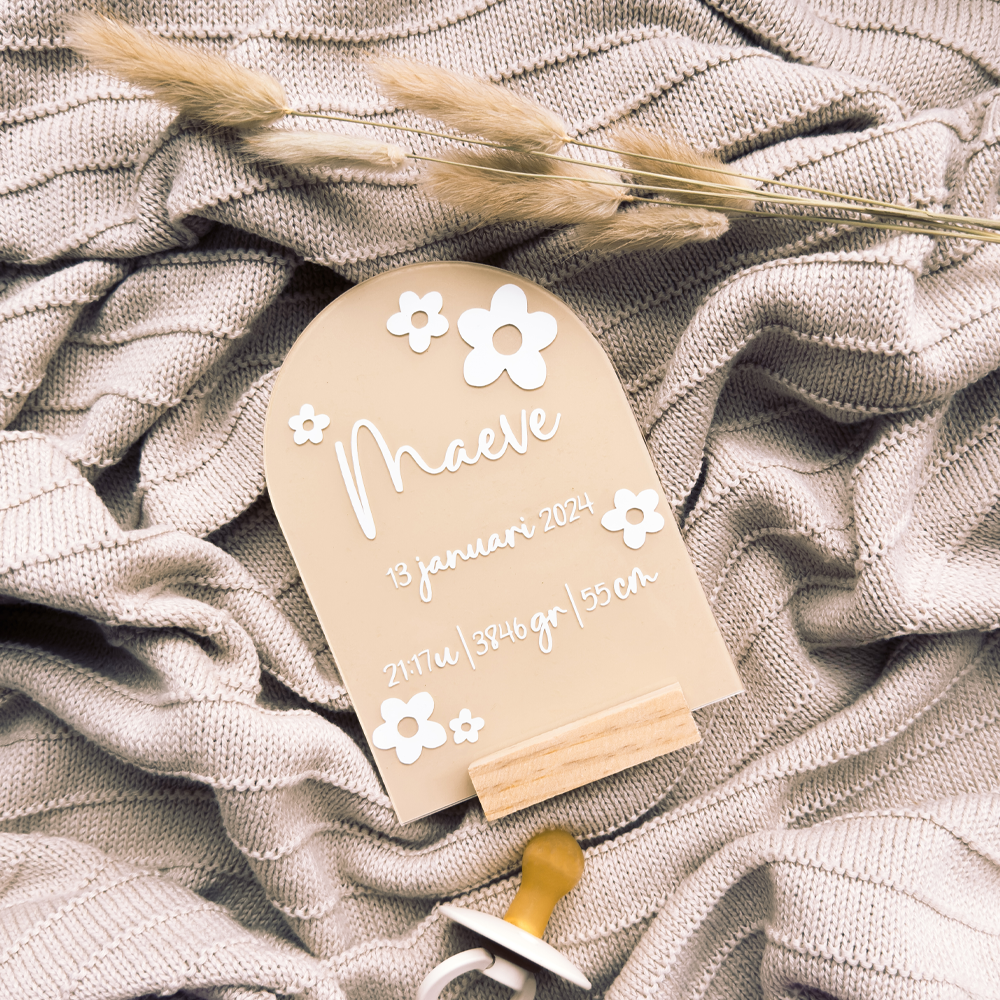 Geboortebordje 'Bloemen'